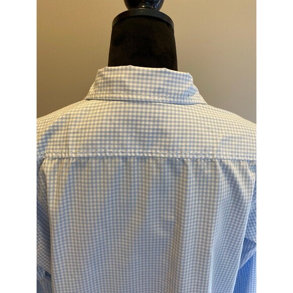 St John’s Bay Womans Button Down Blouse  Size XL Blue White Checked Cotton Top - Picture 7 of 11
